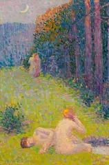 Hippolyte Petitjean, Badende in sommerlicher Landschaft, 1910, Oil on cardboard