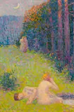 Hippolyte Petitjean, Badende in sommerlicher Landschaft, 1910, Oil on cardboard