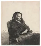 Rembrandts Mutter mit schwarzem Schleier by Rembrandt Harmensz van Rijn, 1631, Etching, sold May 2013
