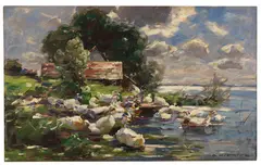 Alexander Koester, Enten am See, 1926, Oil on paper