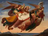 Karl von Blaas, Die heilige Katharina von Alexandria, von Engeln zum Berg Sinai getragen, 1843, Oil on panel