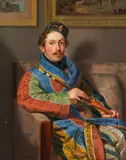 Leopold Fertbauer, Junger Herr im Rauchermantel, 1830, Oil on panel