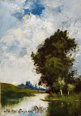 Jules Louis Dupré, Kleine Flussaue, 1870, Oil on panel