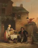 Ferdinand de Braekeleer, Austernesser vor der Taverne, 1842, Oil on panel