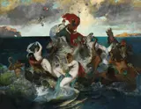 Otto Seitz, Hochzeitszug des Neptun und der Amphitrite (Ölstudie), 1874, Oil on canvas