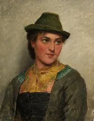 Brustbild einer Chiemgauerin by Hugo Kauffmann, 1904, Oil on panel, sold May 2013