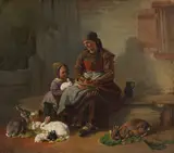 Friedrich Voltz, Die Hasenfütterung, 1845, Oil on canvas