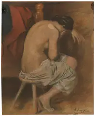 Franz Defregger, Rückenakt, 1880, Pastel
