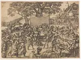 Pieter van der Borcht, Die große Dorfhochzeit, 1560, Engraving