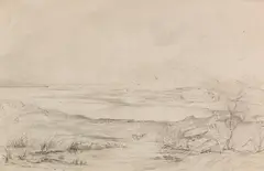 Carl Rottmann, Blick auf den Golf von La Spezia, 1826, Pencil drawing