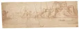 Zugeschrieben - Flusslandschaft mit Burganlage und Kirche by Jan Brueghel (Bruegel) d. Ä., 1600, Pen and ink drawing, sold May 2013