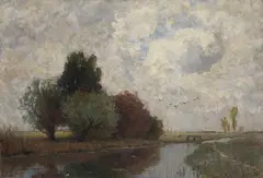 Otto Gampert, Flusslandschaft im Dachauer Land, 1860, Oil on canvas