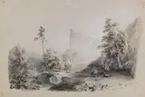 Anthon Sem, Falkenburg, 1851, Brush and ink drawing