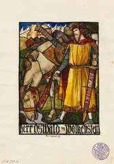 Rudolf Schiestl, Herr Oswald von Wolkenstein (Entwurf für ein Bleiglasfenster), 1899, Pen and ink drawing