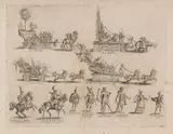 Jacques Callot, Les Chars et les personnages, 1616, Etching