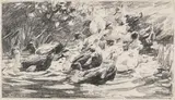 Alexander Koester, Enten im Teich, Pencil drawing