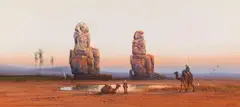 J.H. Pinder, Die Memnonkolosse im Tal der Könige in Ägypten, Watercolor