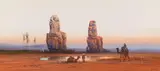 J.H. Pinder, Die Memnonkolosse im Tal der Könige in Ägypten, Watercolor