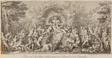 Claude Gillot, 4 Blätter: Les Quatre Festes - Feste de Diane, Feste de Bacchus, Feste de Faune, Feste du Dieu Pan, 1700, Etching
