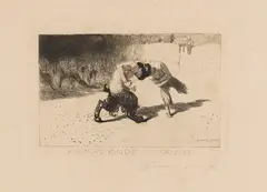 Kämpfende Faune by Franz von Stuck, 1889, Etching, sold May 2013