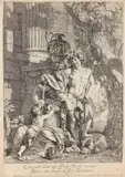 Gerard de Lairesse, Bacchus presst Trauben in einen Napf, Etching