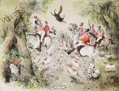 Ronald Searle, The Kill, 1978, Watercolor