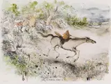Ronald Searle, Full Cry, 1975, Watercolor