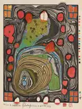 Die Mauer by Friedensreich Hundertwasser, 1979, Woodcut in colors, sold Apr 2013