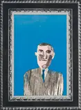 Picture of a portrait in a silver frame by David Hockney, 1965, Lithograph in colors, sold Apr 2013