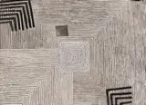 Willi Müller-Hufschmid, 5 Blätter: Ohne Titel. Komposition mit gestreiften Rechtecken. Rechtecke, Balken und Punkt. Labyrinth. Streifenbahnen mit schwarzem Quadrat, 1950, Pen and India ink drawing