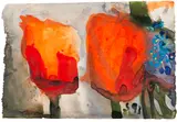Klaus Fußmann, Rote Tulpen mit Vergissmeinnicht, 1993, Watercolor