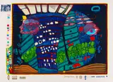 Flucht ins All by Friedensreich Hundertwasser, 1971, Silkscreen in colors, sold Apr 2013