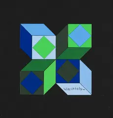 Lapidaire by Victor Vasarely, 1975, Collage, sold Apr 2013