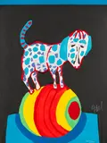 Le Chien pleurant by Karel Appel, 1978, Woodcut in colors, sold Apr 2013