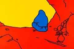 2 Blätter: Hermit. Earthenware by Patrick Caulfield, 1967, Silkscreen in colors, sold Apr 2013