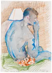 Slava by Rainer Fetting, 2002, Colored crayon drawing, sold Apr 2013