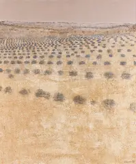 Dieter Stöver, Lavendelfeld in der Provence, 1976, Oil on burlap
