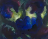 Herbert Beck, Blaue Blüten, 1970, Watercolor