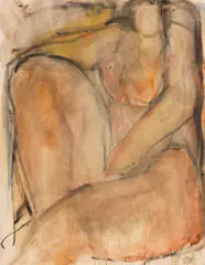 Werner Stötzer, Sitzender Frauenakt, 1974, Watercolor