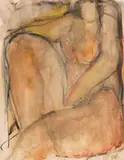 Werner Stötzer, Sitzender Frauenakt, 1974, Watercolor
