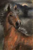 Hans Jürgen Kallman, Pferd in stürmischer Nacht, 1960, Pastel