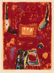 Kumi Sugai, Diable Rouge, 1955, Lithograph in colors