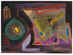 Albert Hennig, Komposition, 1960, Colored chalk