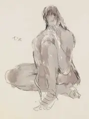 Toni Stadler, Sitzender Frauenakt, 1960, Gouache