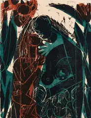 Paar by HAP Grieshaber, 1964, Woodcut in colors, sold Apr 2013