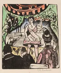 Ernst Ludwig Kirchner, Kleines Variete mit Sängerin, 1912, Woodcut