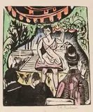 Kleines Variete mit Sängerin by Ernst Ludwig Kirchner, 1912, Woodcut, sold Apr 2013
