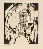 Stralsunder Türme by Karl Schmidt-Rottluff, 1912, Woodcut, sold Apr 2013