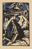 Kniende am Stein by Erich Heckel, 1913, Woodcut in colors, sold Apr 2013