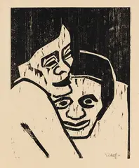 Köpfe II by Karl Schmidt-Rottluff, 1911, Woodcut, sold Apr 2013